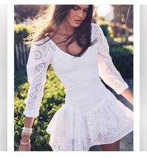 Loveshackfancy- Cedria Eyelet Mini Dress White Small