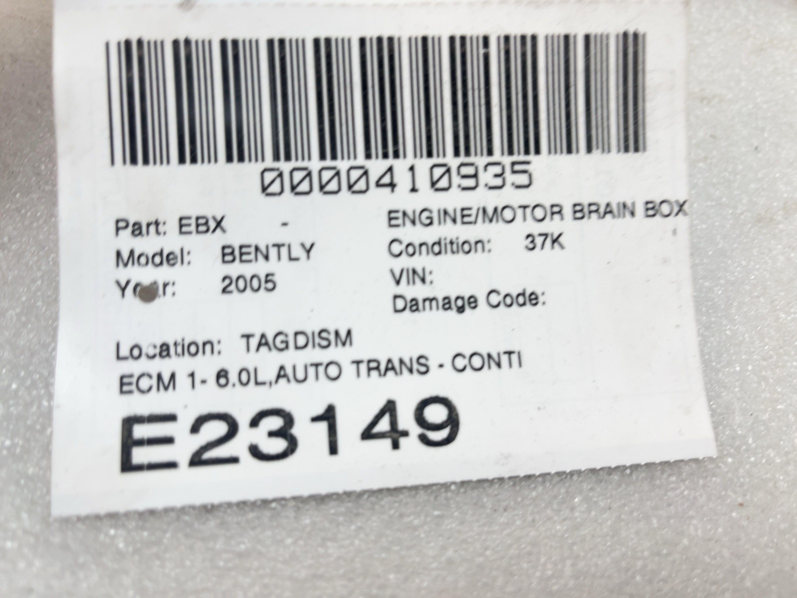 2005 BENTLEY CONTINENTAL GT Electronic Control Module - OEM ECM