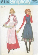 Vintage Women's Full Apron Jumper Dress & Skirt Sewing Pattern UNCUT 1970's