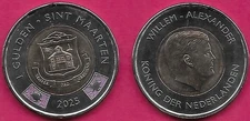 SINT MAARTEN NETHERLANDS 1 GULDEN 2025 UNC 1 YEAR TYPE,TWO GREEN SEA TURTLES (CH