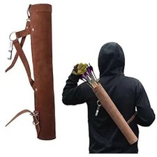 Faretra Posteriore in Pelle Scamosciata Vera Per Frecce Arco Tradizionale Fatta