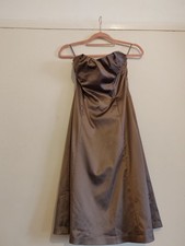 Coast Satin Brown Evening Party Dress Size 10 ladies strapless lined (no belt)
