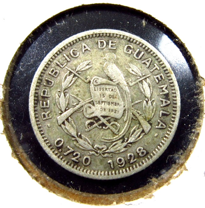 Guatemala 5 Centavos 1928 Silver Quetzal Bird Money Coin 8u8310