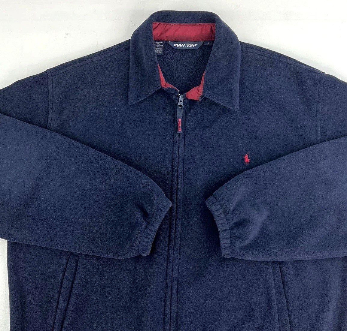 Vintage Polo Golf Ralph Lauren Jacket Mens L Navy Blue Fleece