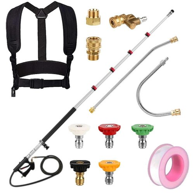 #ad 24 FT Telescoping Pressure Washer Wand 4000PSI with 5 Spray Nozzle Tips Portable $93.99