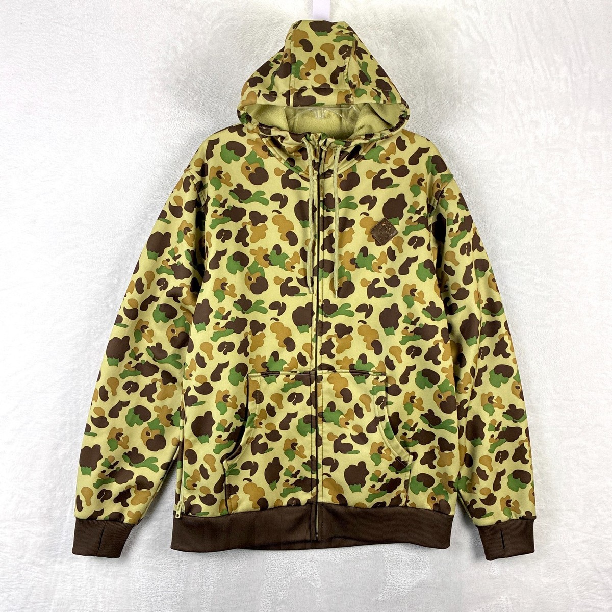 burton bonded snowboarding hoodie Burton Hoodie Mens L Bonded Marsh Duck Camo Full Zip Outdoors Snowboard  Skate