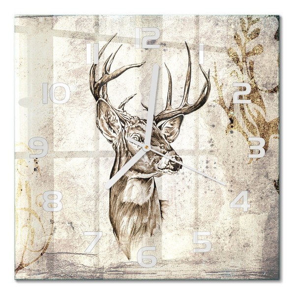 Wanduhr Aus Glas FüR Wohnzimmer Und Arbeitszimmer Hirsch WeißE Zeiger 30X30 Cm-image