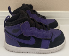 Nike Air Jordan 1 Mid Black Dark Concord White Purple Kids Sneakers Shoes Sz 7C