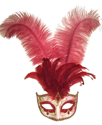 MAR 19 HANDMADE IN ITALY, PARTY AUGENMASKE, MIT STRAUSSENFEDERN, ROT