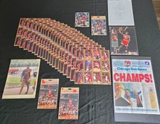 Awesome Lot of 22 Chicago Bulls '92-'93 Fleer Uncut Sheets + Michael Jordan Auto