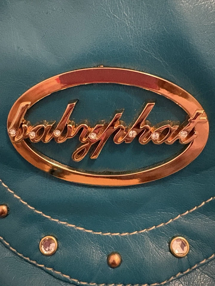 Bolso Bandolera Y2K Baby Phat Azul Teal Bling Tachonado Herrajes Dorados De Colección Raro Difícil de Encontrar Foto 3 de 4