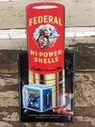 VINTAGE LOOKING FEDERAL HI POWER SHELLS SHOTGUN TIN METAL DEALER SIGN