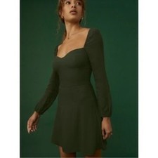 Women's Reformation Mochi Dark Green Long Sleeve Mini Dress Size 6