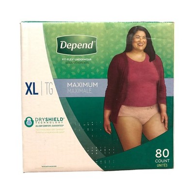 Depend Fit-Flex Dry Shield Underwear for Women - XL, 80 Count