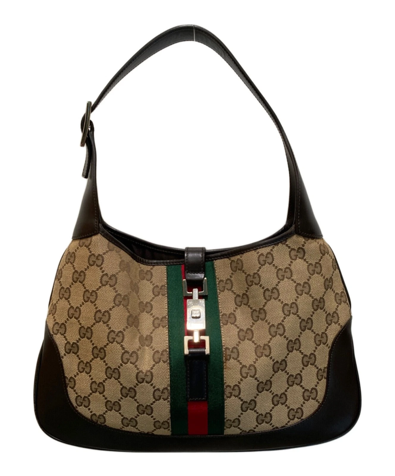 Gucci — Gucci GG 001 3306 Canvas Brown Shoulder Bag #TFB2854