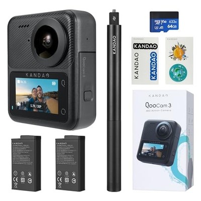 KanDao QooCam 3 360 Action Camera, 5.7K 62MP 360 Sports Camera, Dual 1/1.55''