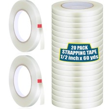 Treela 20 Rolls Filament Strapping Tape Bulk 1/2 Inch x 60 Yards