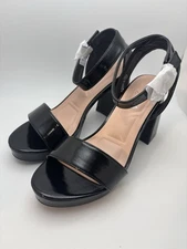 Top Moda Adina Platform Dress Sandal Ankle Strap Black Patent Leather Size 6