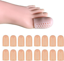16 Pieces Gel Toe Caps for Big Toe Breathable Silicone Toe Protector Holes