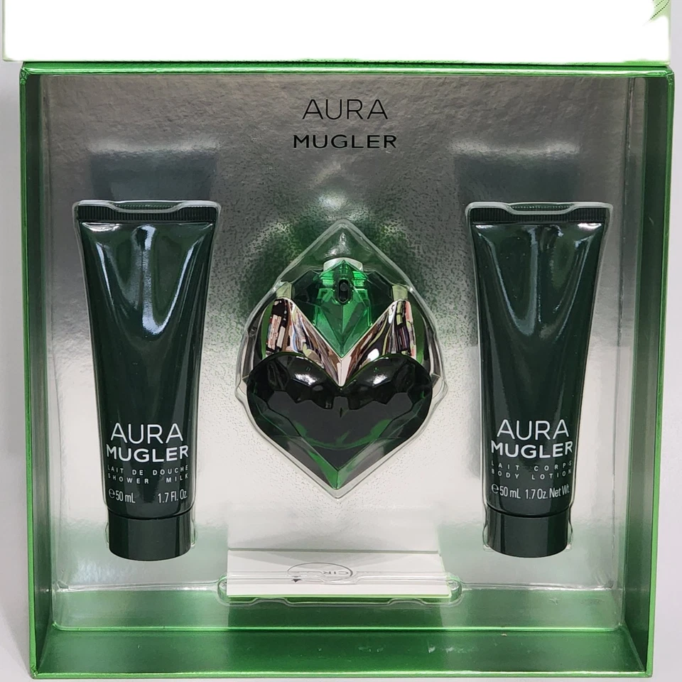 Aura Mugler de Thierry Mugler 1 oz. Juego de 3 piezas de spray EDP raro, difícil de encontrar Foto 3 de 3