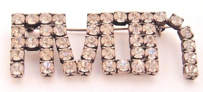Vintage Brooch Avon Clear Rhinestone Spellout Statement Pin