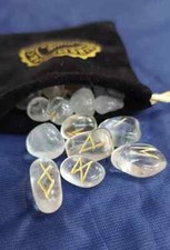 Clear Quartz Rune Set 25pcs   Engraved Tumbled Healing Crystals Reiki Chakra Kit