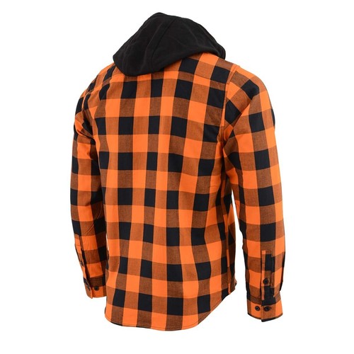 Milwaukee Leather 11642 Men's Flannel Plaid ORANGE/BLK Long Sleeve Cotton Shirt - Picture 15 of 16