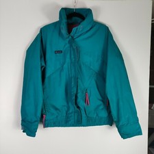 Vintage Retro Columbia Turquoise Whirlibird Womens L Ski Snow Jacket Coat Shell
