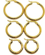 Gold Filled Hoop Hinged Hoops Sleeper Earrings 3mm Thick Steel 20mm 25mm 30mm