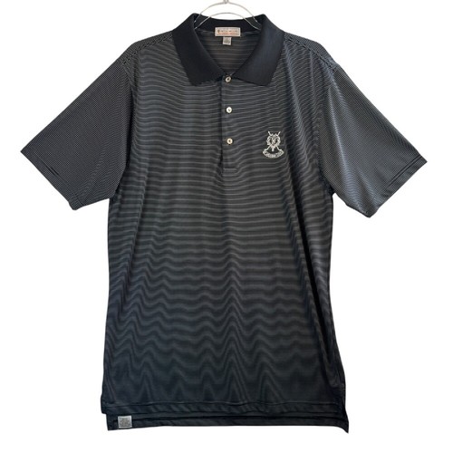 Peter Millar Summer Comfort Polo Shirt Black Striped Golf XL St Andrews Links