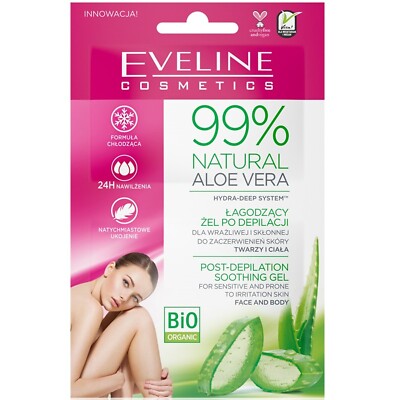 EVELINE 99% natürliche Aloe Vera nach der Enthaarung beruhigendes Gel für Gesicht & Körper 20ml