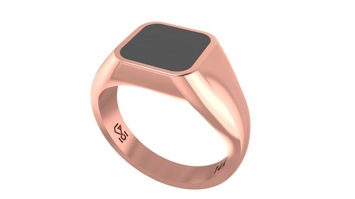Enamel Ring Solid 14K Gold Minimalist Jewelry Men's Pinky Ring Chunky Gold Ring - Picture 6 of 6