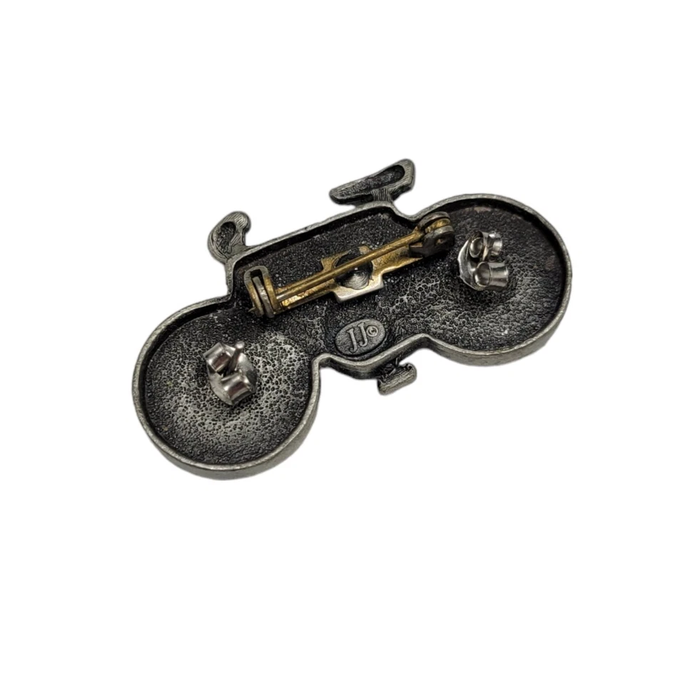 老式罕见 JJ Pewter 自行车胸针和耳环自行车胸针 — 第 2/2 张图片