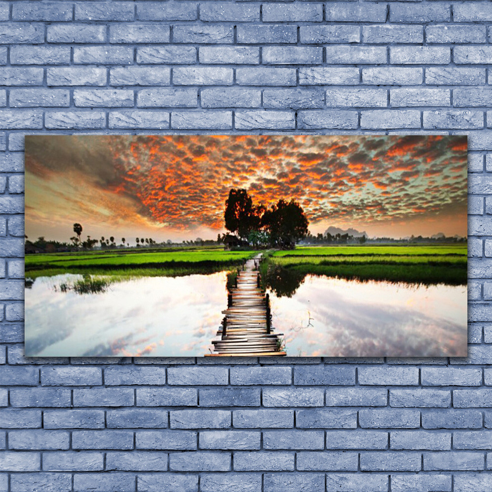 Impression sur verre paysage panoramique 140x70 cm edition prestige lac