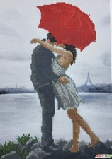 Bead Embroidery Kit Couple Umbrella DIY Beaded Stitching Needlepoint a4-k-065