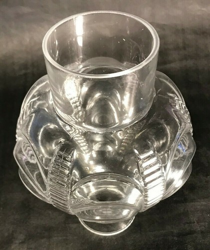 New 3" x 9" Clear Embossed Glass Coolidge Drape Lamp Chimney, F/ #2 burner CH010 - Picture 3 of 3