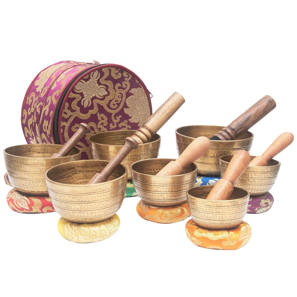 KARMA CRAFTER Singing Bowl Set Kasha Handbeaten Sound Bowl Meditation Set - Select you Chakra