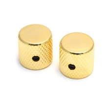 2 Gold Vintage Style Guitar/Bass Barrel Knobs for 6mm Split Shaft MK-IBR-G