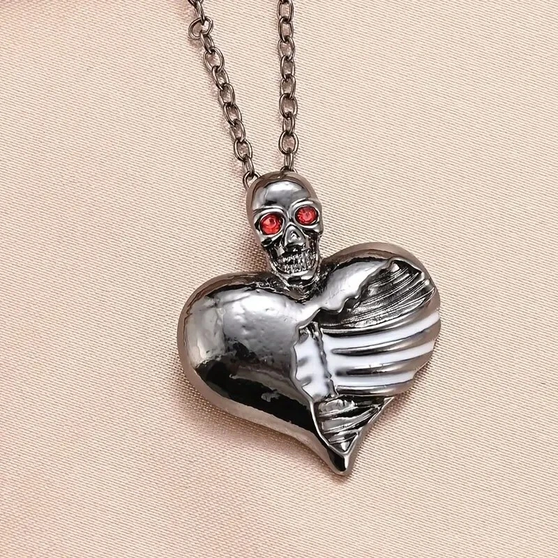 Vintage Black GENUINE PEWTER Gothic HEART w Hearts Incised PENDANT Necklace  | eBay