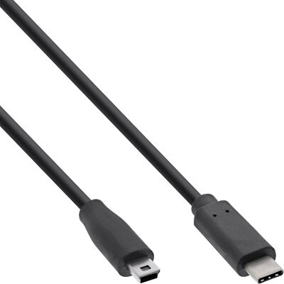 InLine  USB 2.0 Kabel, USB-C Stecker an Mini-B Stecker, schwarz, 1,5m