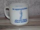 1975  American Standard Mug Federal Milk Glass Plumber Ad Ex. Vintage B27