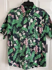 NWT Simply Southern Shirt Men’s L Green Floral Hawaiian Tropical Button Down