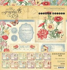 GRAPHIC 45 "FLOWER MARKET" 12X12 PAPER PACK CALENDAR FLORA RETIRED SCRAPJACK'S