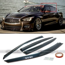 For 14-24 Infiniti Q50 JDM Wavy Mugen Style 4 Pcs Tinted Window Visor Guard Vent