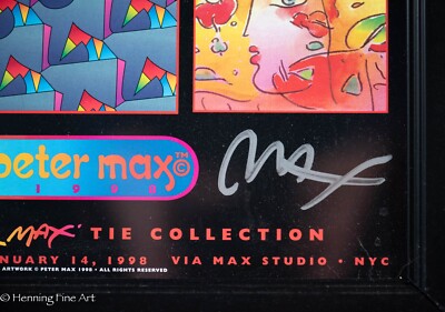 Beautiful Vintage Peter Max Signed Print 1998 Exhibition Poster