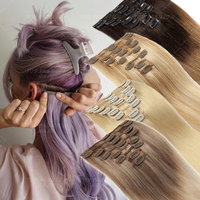 Clip In REMY Echthaar Extensions Haarverlängerung Human Hair Radiant 40 50 60CM