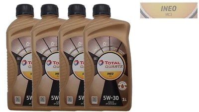 Total Quartz Ineo MC3 5W-30 Acea C3 BMW LL04 MB 229.52 4 Litres Huile Moteur - Photo 1/3