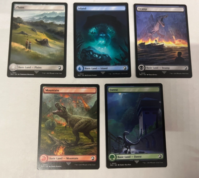5 REX MTG Jurassic World Double Sided Full Art Lands Set Card Land Magic  non | eBay