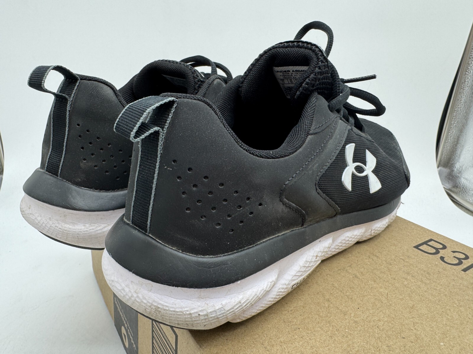 Under Armour Charged Assert Athletic Shoes Mens Black Sneakers