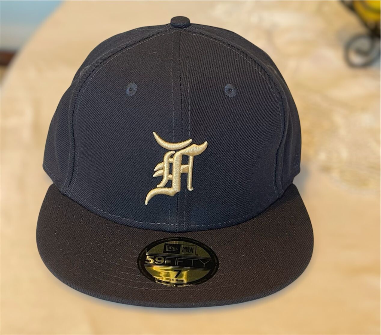 Fear of God Essentials Navy Blue 59FIFTY Fitted Cap Size 7